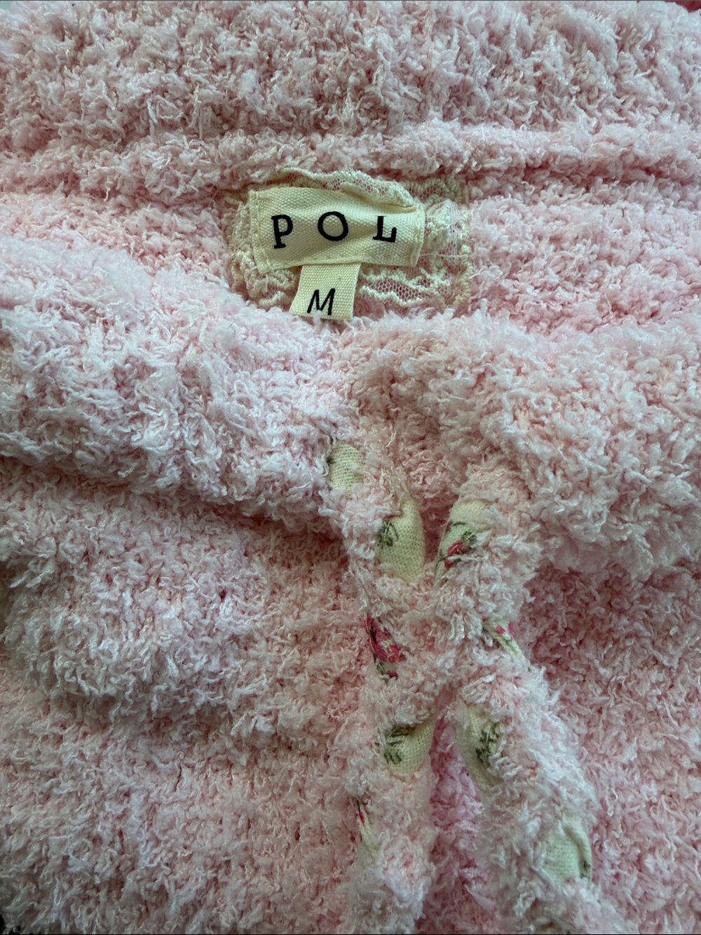 NWT POL Solid Adjustable Drawstring Waist Pink Casual FLUFFY Sweater Pants - Picture 4 of 8